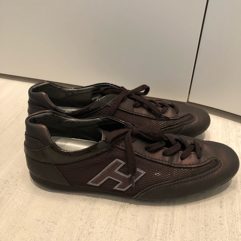 Hogan Olympia metallic brown leather sneakers